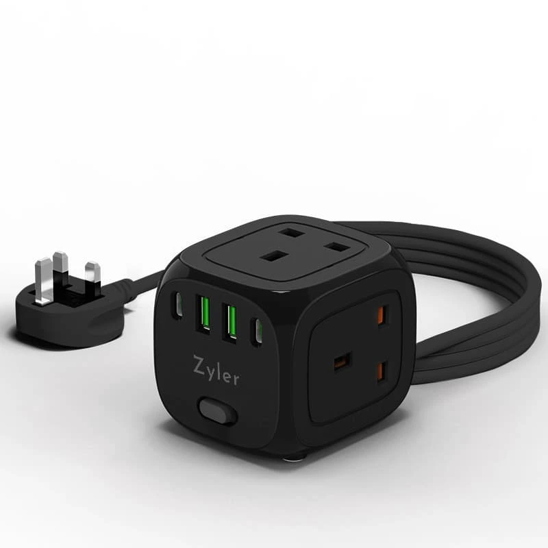 7-in-1 Charging Station Power Strip with 3 AC Outlets & 4-Port USB Fast Charger (2 USB-C), 2 Meter Cord