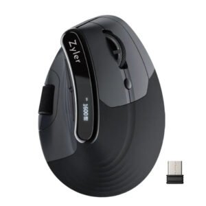 Zyler Ergonomic Vertical Mouse - Wireless Tri-Mode, Dual-Wheel, OLED Display